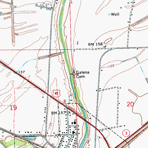 Topographic Map of Galena Cemetery, MS