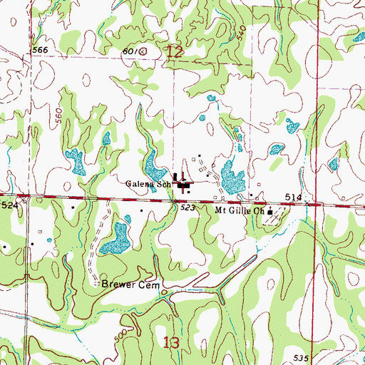 Topographic Map of Galena School, MS