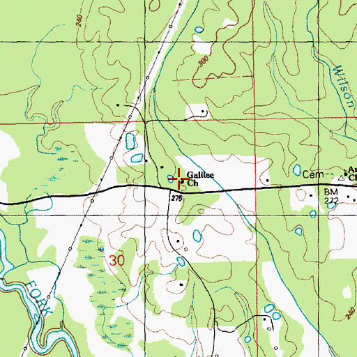 Topographic Map of Galilee Church, MS
