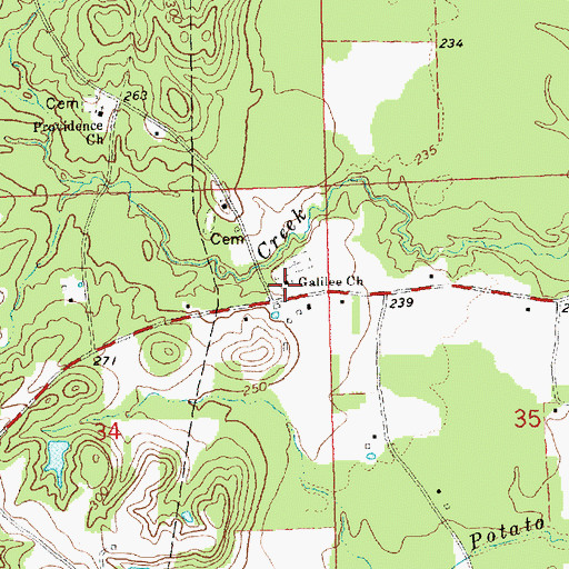 Topographic Map of Galilee Church, MS