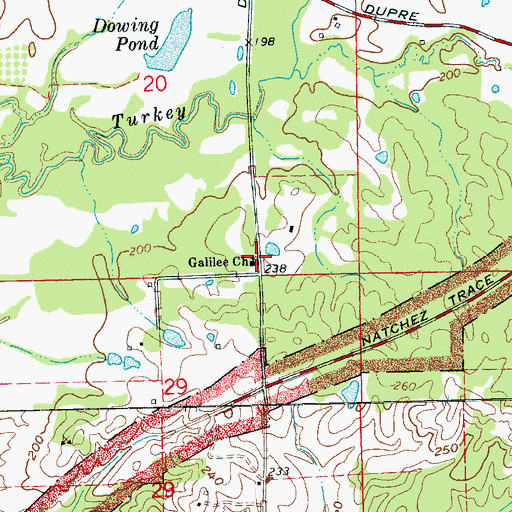 Topographic Map of Galilee Church, MS