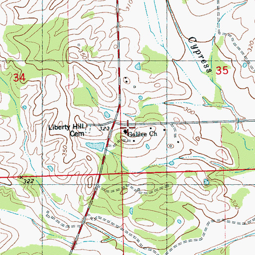 Topographic Map of Galilee Church, MS