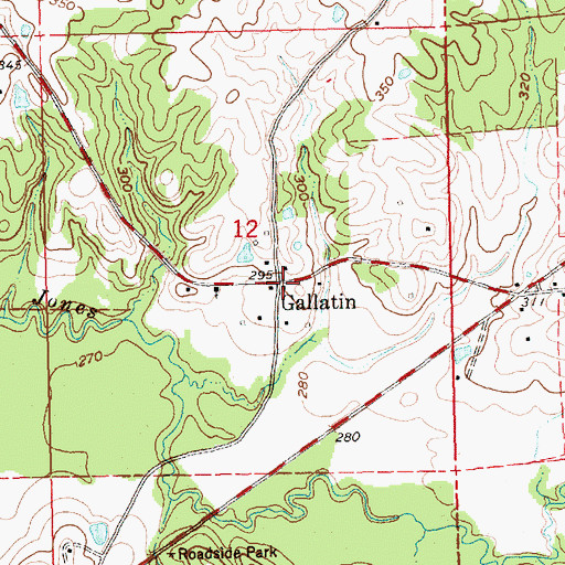 Topographic Map of Gallatin, MS