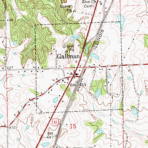 Topographic Map of Gallman, MS