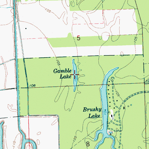 Topographic Map of Gamble Lake, MS