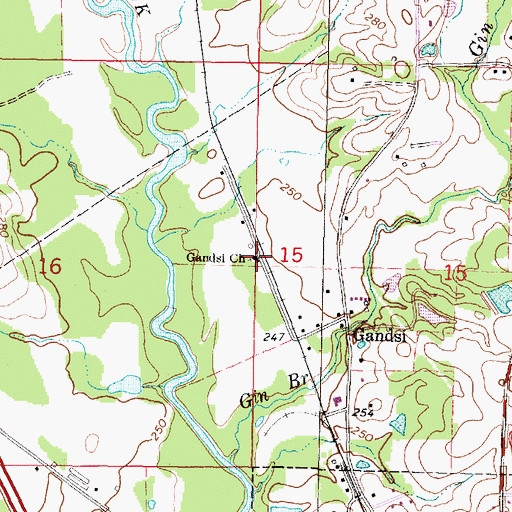 Topographic Map of Gandsi Church, MS