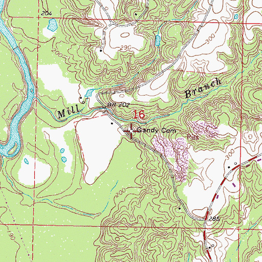 Topographic Map of Gandy Cemetery, MS