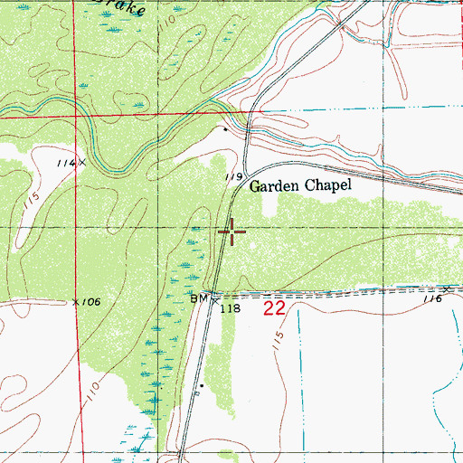 Topographic Map of Garden Chapel, MS