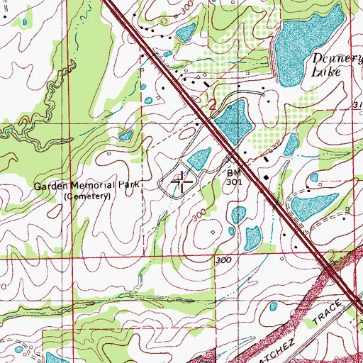 Topographic Map of Garden Memorial Park, MS