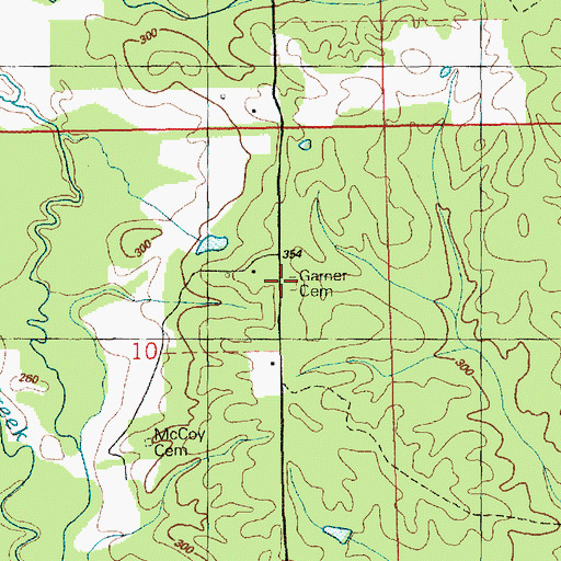 Topographic Map of Garner Cemetery, MS