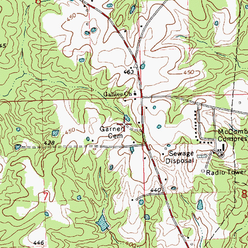 Topographic Map of Garner Cemetery, MS