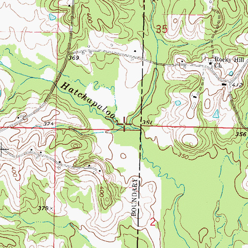Topographic Map of Garner Mill Creek, MS