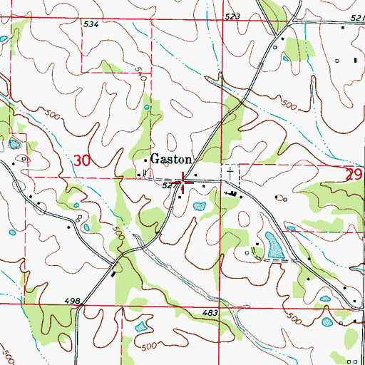 Topographic Map of Gaston, MS