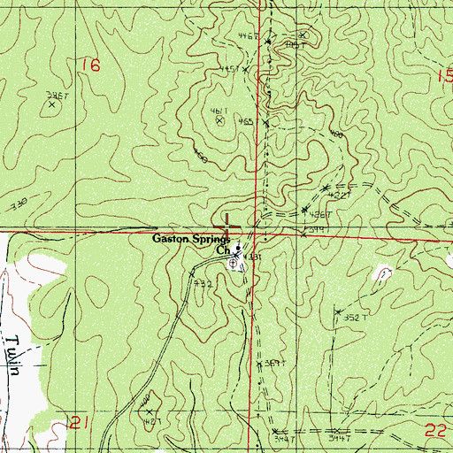 Topographic Map of Gaston Springs Church, MS