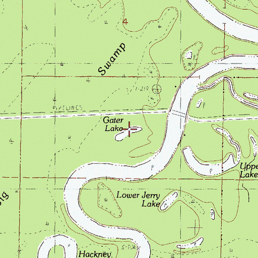 Topographic Map of Gater Lake, MS