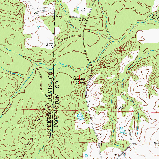 Topographic Map of Gates Cemetery, MS