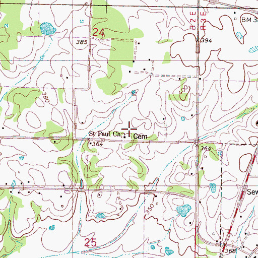 Topographic Map of Gates School, MS