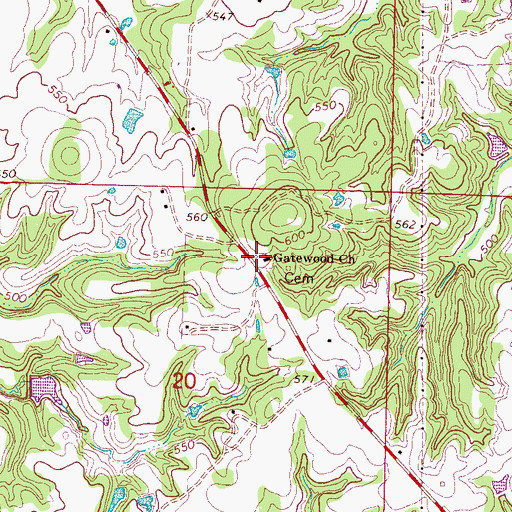 Topographic Map of Gatewood Church, MS