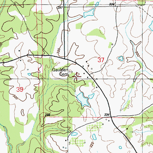 Topographic Map of Gaulden Cemetery, MS