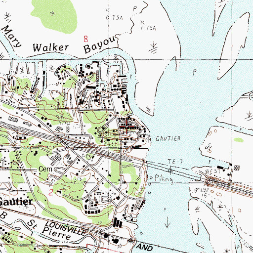 Topographic Map of Gautier, MS
