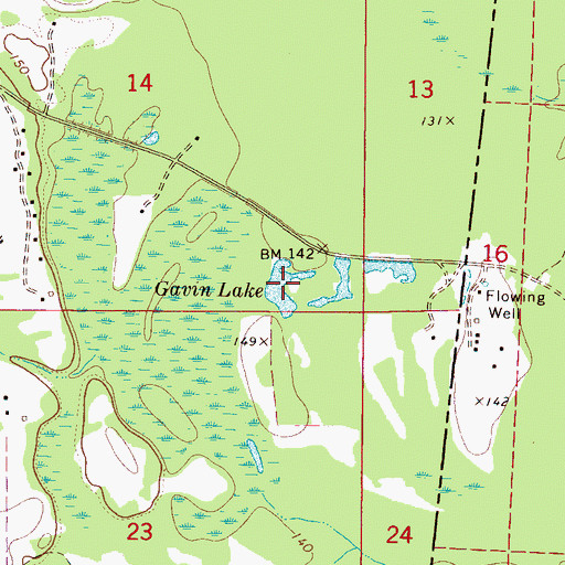 Topographic Map of Gavin Lake, MS