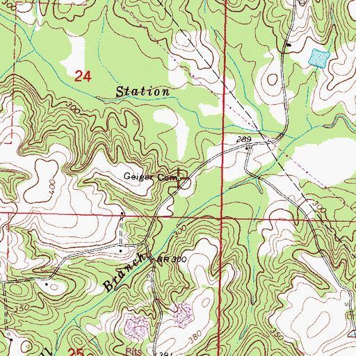 Topographic Map of Geiger Cemetery, MS