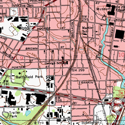 Topographic Map of George School, MS