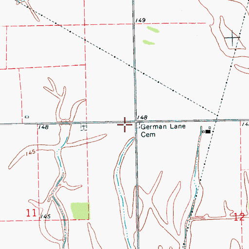 Topographic Map of German Lane Cemetery, MS