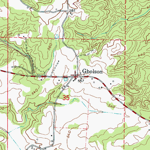 Topographic Map of Gholson, MS