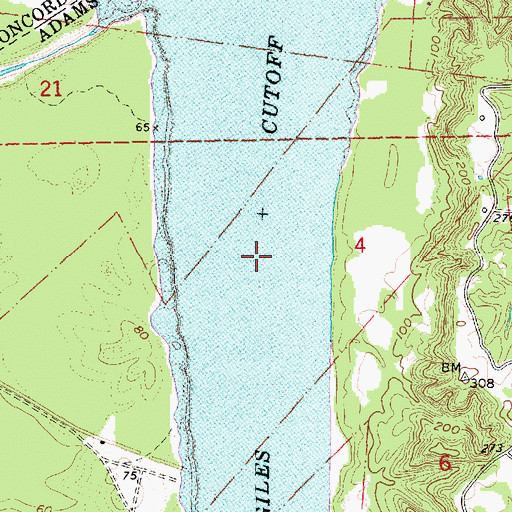 Topographic Map of Giles Cutoff, MS
