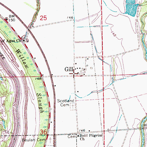 Topographic Map of Gill, MS