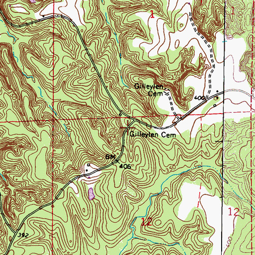 Topographic Map of Gilleylen Cemetery, MS