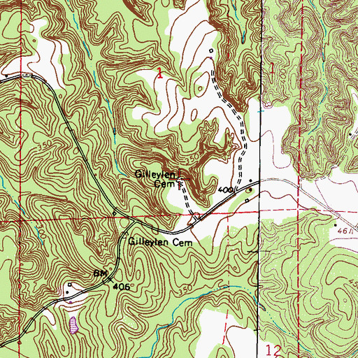 Topographic Map of Gilleylen Cemetery, MS
