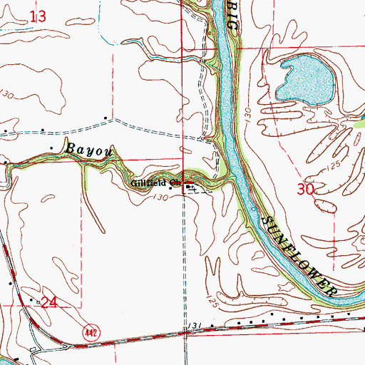 Topographic Map of Gillfield Church, MS