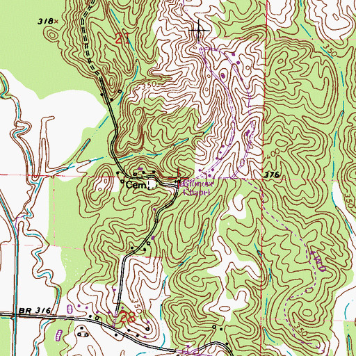 Topographic Map of Gilmers Chapel, MS