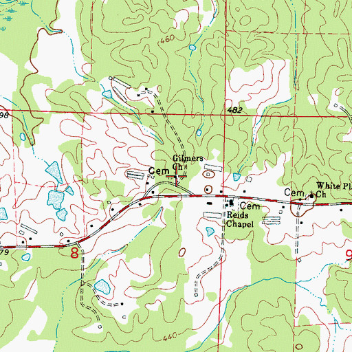 Topographic Map of Gilmers Church, MS