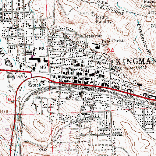 Topographic Map of Kingman, AZ