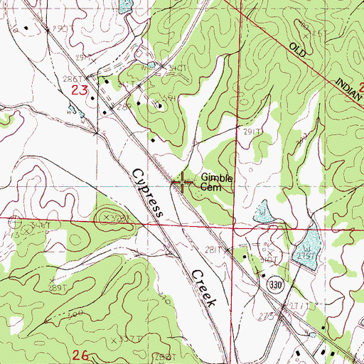 Topographic Map of Gimble Cemetery, MS