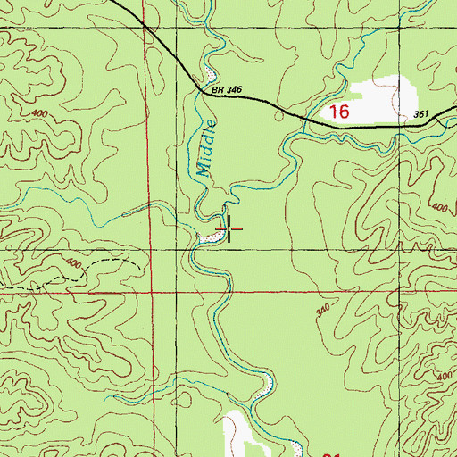 Topographic Map of Gin Branch, MS