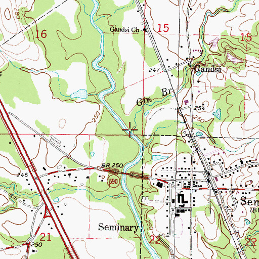 Topographic Map of Gin Branch, MS