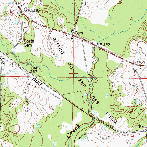 Topographic Map of Gitano Oil and Gas Field, MS