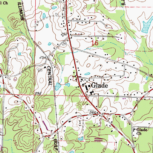 Topographic Map of Glade, MS