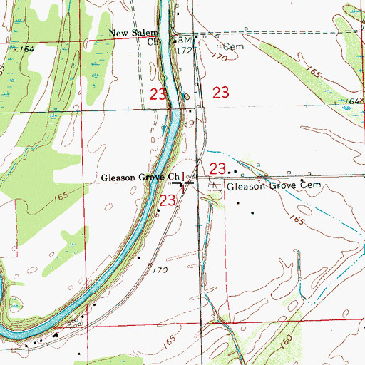 Topographic Map of Gleason Grove Church, MS