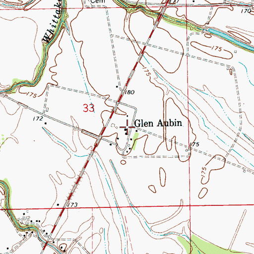 Topographic Map of Glen Aubin, MS