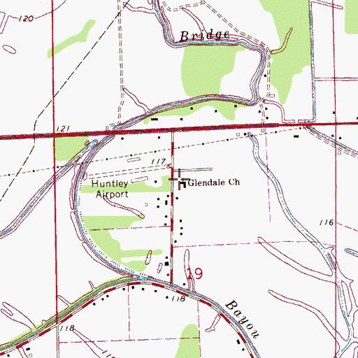 Topographic Map of Glendale Church, MS