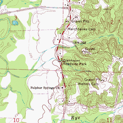 Topographic Map of Glenhaven Roadside Park, MS