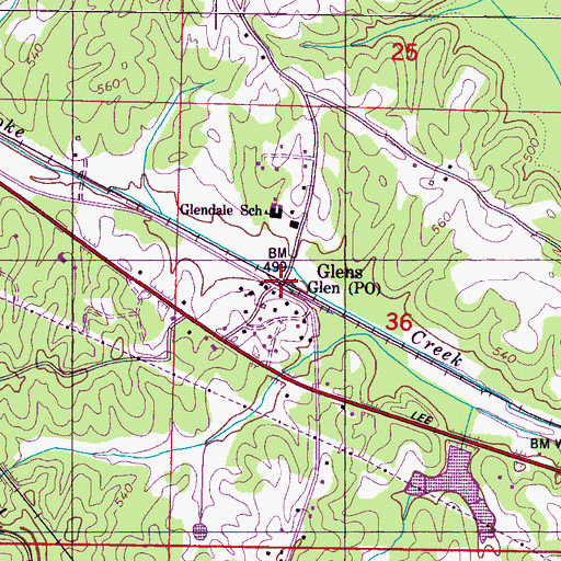 Topographic Map of Glens, MS