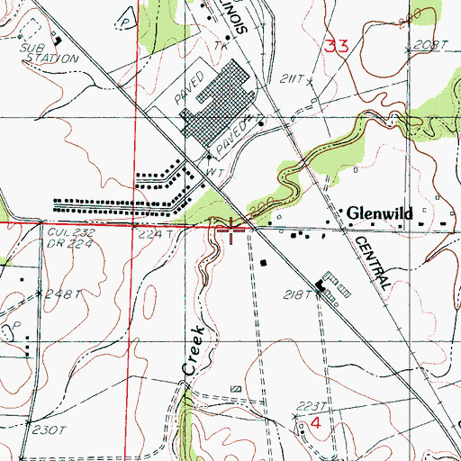 Topographic Map of Glenwild, MS