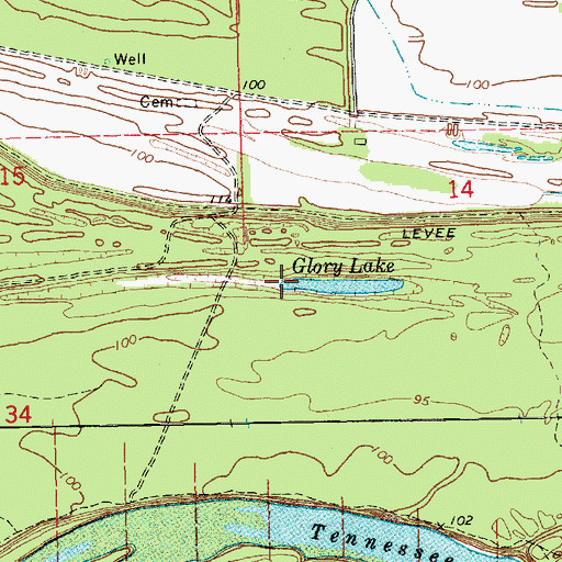 Topographic Map of Glory Lake, MS