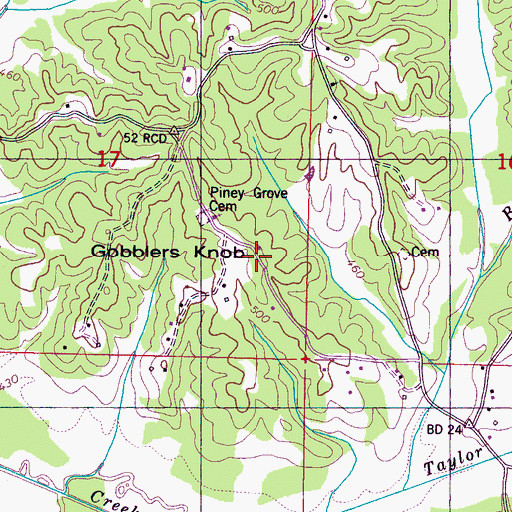 Topographic Map of Gobblers Knob, MS